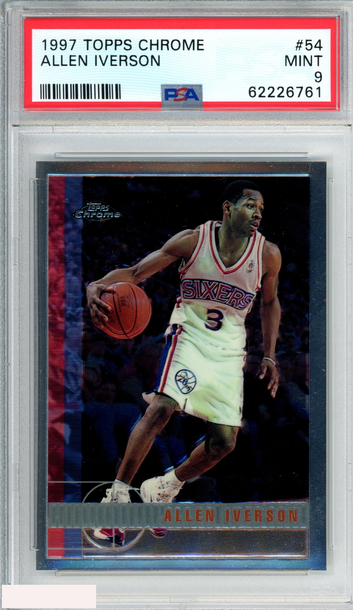 1997 TOPPS CHROME ALLEN IVERSON #54 PHILADELPHIA 76ERS HOF PSA 9 MINT