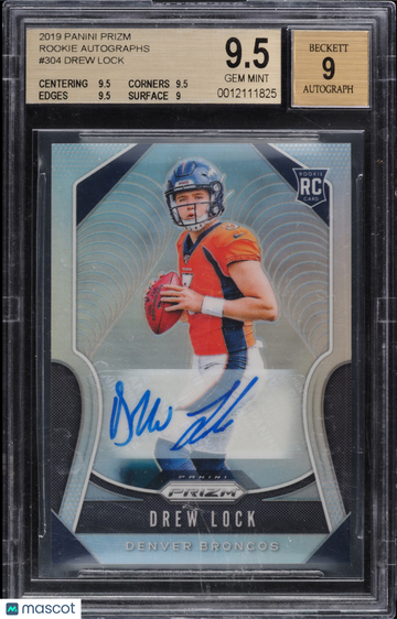 2019 Panini Prizm Rookie Autographs Drew Lock #304 BGS 9.5 Auto 9