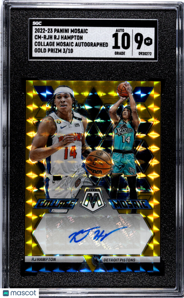 2022 Panini Mosaic RJ Hampton #CM-RJH Collage Autograph Gold Prizm SGC 9 Auto 10