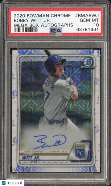 2020 Bowman Chrome Mega Box Bobby Witt JR. #BMABWJ Auto PSA 10