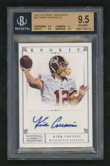 2012 Panini National Treasures Kirk Cousins #257 Auto /99 BGS 9.5 Auto 10
