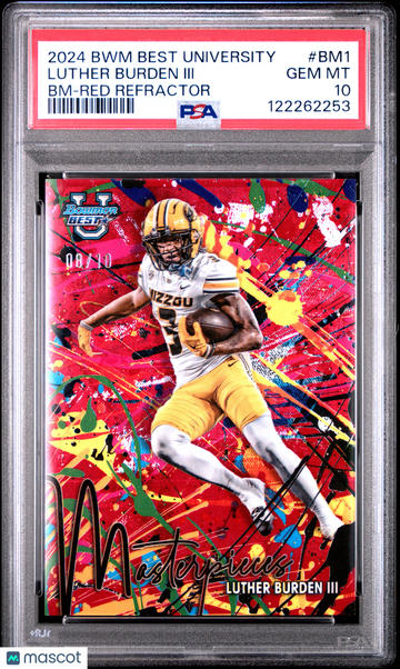 2024 Bowman Best University Bowman Masterpieces Luther Burden III #BM1 BM Red Refractor /10 PSA 10