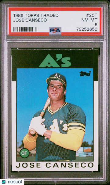 1986 Topps Traded Jose Canseco #20T PSA 8