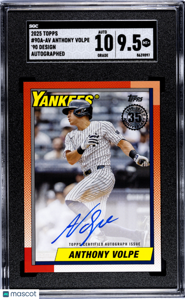 2025 Topps Anthony Volpe #90A-AV '90 Autograph SGC 9.5 Auto 10