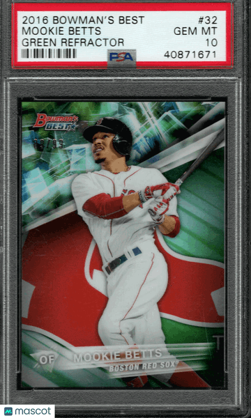 2016 Bowman's Best Mookie Betts #32 Green Refractor PSA 10