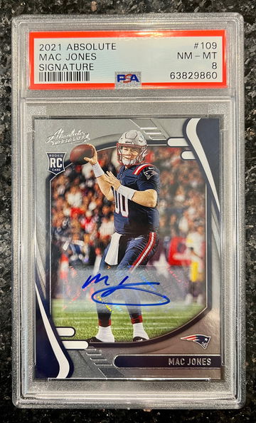 2021 Absolute Signature MAC JONES Rookie RC Auto #109 PSA 8 MINT!