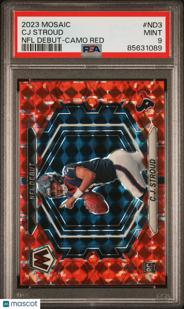 2023 Panini Mosaic NFL Debut CJ Stroud #ND3 Camo Red Rookie PSA 9