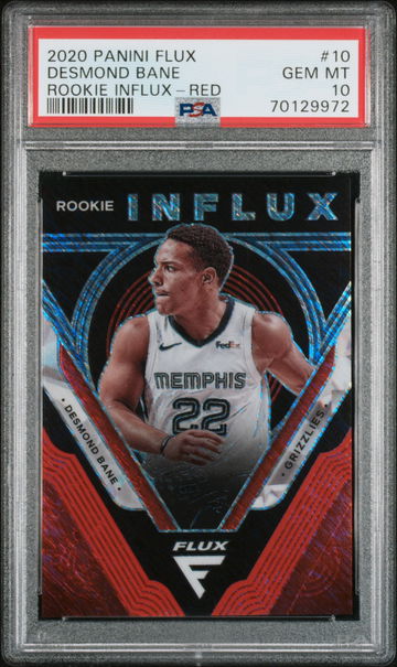 2020-21 Panini Flux Desmond Bane Rookie RC Influx Red Prizm 7/25 PSA 10 Gem Mint