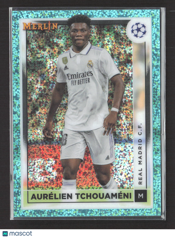 2023 Topps Merlin Chrome UEFA Champions League Aurélien Tchouaméni #122 Aqua Speckle