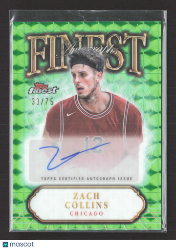 2025 Topps Finest Basketball Zach Collins #FA-DA Green Refractor 33/75 Auto