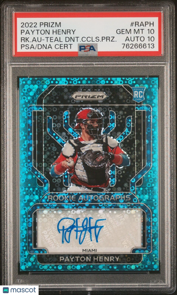2022 Prizm Payton Henry #RAPH Teal Prizm Parallel/Variety Rookie PSA 10 Panini Authentic Auto 10