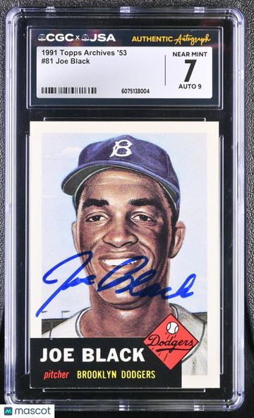 1991 Topps Archives '53 Baseball Joe Black #81 Hand Signed Auto CGC 7 JSA Auto 9