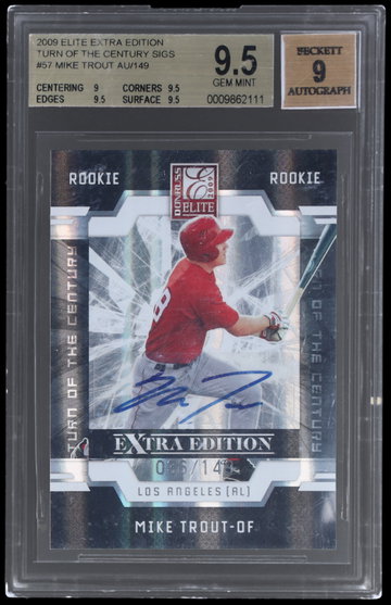 2009 Donruss Elite Extra Edition Mike Trout Signature Turn Of The Century BGS 9.5 AUTO