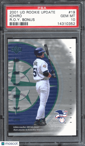 2001 Upper Deck Rookie Update R.O.Y. Bonus Ichiro #19 PSA 10