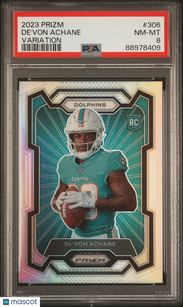 2023 Panini Prizm De'von Achane #306 Variation Rookie PSA 8