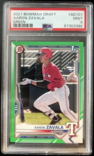 2021 Bowman Draft Aaron Zavala #BD101 Green PSA 9