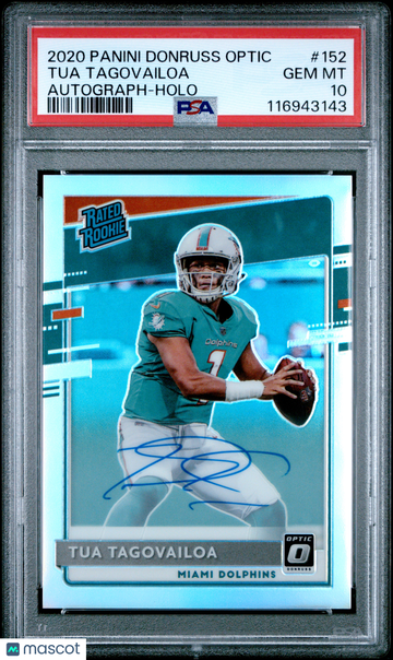 2020 Panini Donruss Optic Tua Tagovailoa #152 Auto Holo /99 Rated Rookie PSA 10 Panini Authentic
