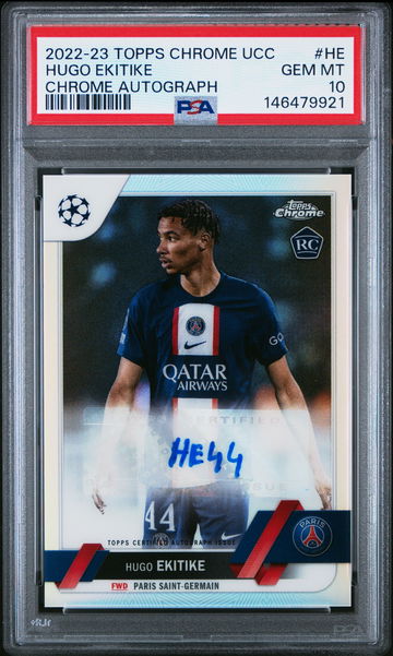 2022-23 TOPPS CHROME UEFA UCC AUTOGRAPHS HUGO EKITIKE #HE RC PSA 10