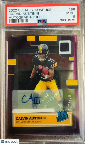 CALVIN AUSTIN III 2022 Clearly Donruss PURPLE AUTO Rated Rookie RC SP /175 POP 1