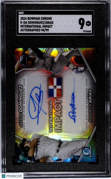 2024 Bowman Chrome Arias Dominguez #II-DA Int'l Impact Autograph SGC 9