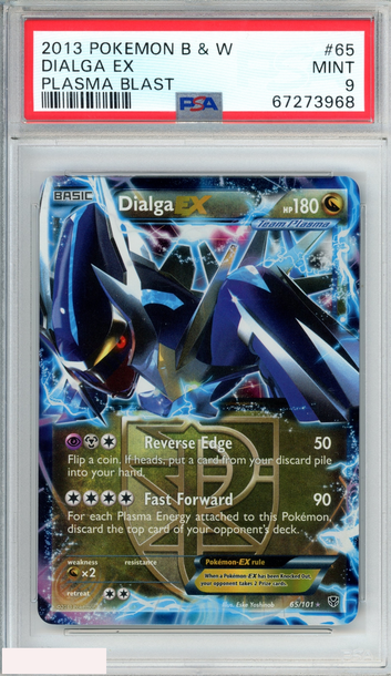 2013 POKEMON BLACK AND WHITE PLASMA BLAST DIALGA EX #65 PSA 9 MINT