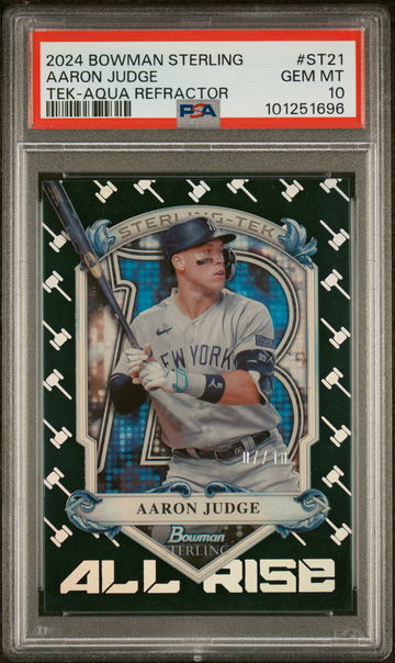 2024 Bowman Sterling Sterling-Tek Aqua Refractor Aaron Judge #ST-21 /199 PSA 10