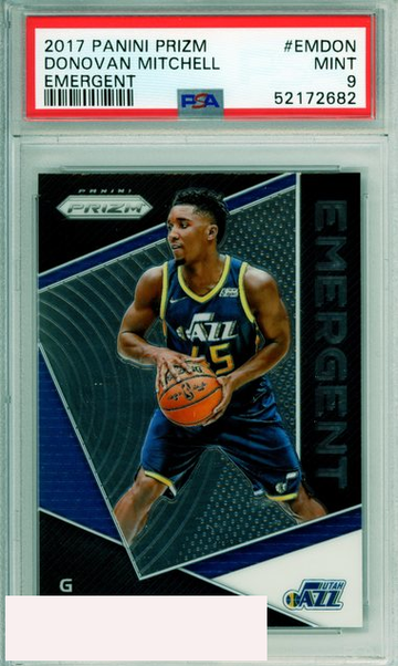 2017 PANINI PRIZM DONOVAN MITCHELL #EMDON EMERGENT ROOKIE JAZZ RC PSA 9 MINT