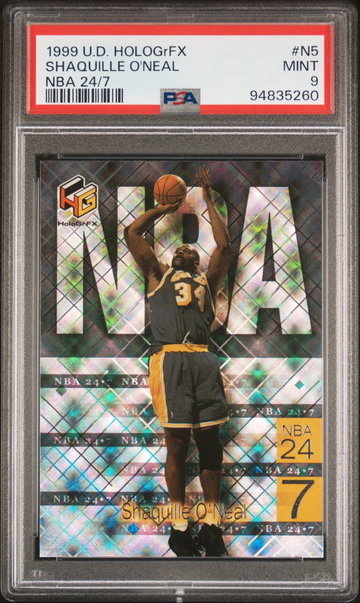 1999 UPPER DECK SHAQUILLE O'NEAL HOLOGRFX NBA 24/7 #N5 PSA 9 BK.C1.64