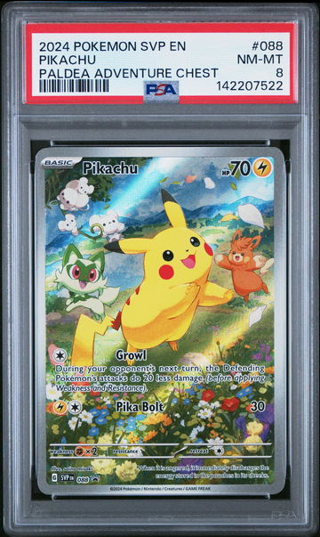 2024 Pokemon Scarlet and Violet Black Star Promo Paldea Adventure Chest Pikachu #88 PSA 8