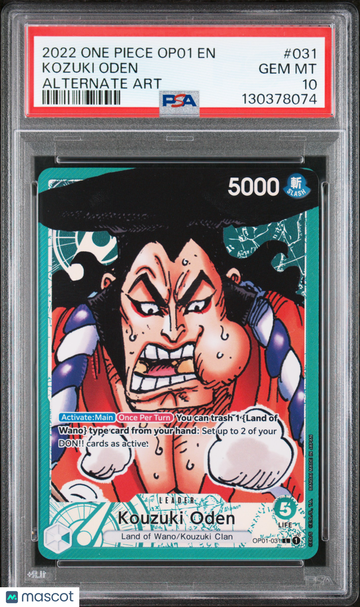 2022 One Piece Op01-Romance Dawn Kozuki Oden Alternate Art PSA 10 #031