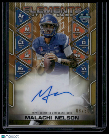 2024 Bowman University Best Malachi Nelson #ETG-MN Elements of the Game Autographs White Refractor SN,AU