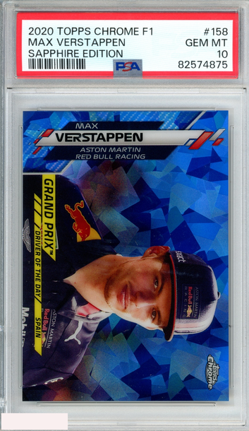 2020 TOPPS CHROME FORMULA 1 SAPPHIRE EDITION MAX VERSTAPPEN #158 PSA 10 GEM MT