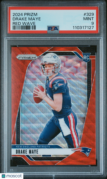 2024 Panini Prizm Drake Maye #329 Red Wave PSA 9