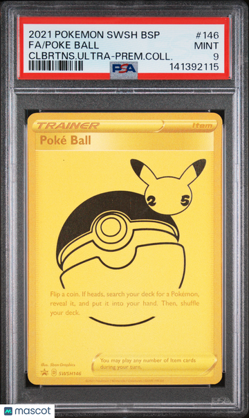 2021 Pokemon Swsh Black Star Promo Poke Ball Clbrtns.Ultra-Prem.Coll. Fa PSA 9 #146