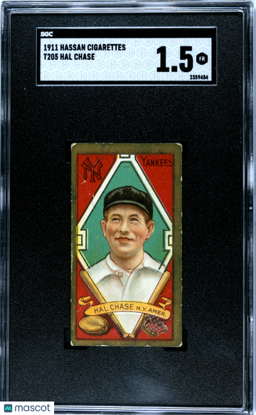 1911 Hassan Cigarettes Hal Chase #T205 SGC 1.5