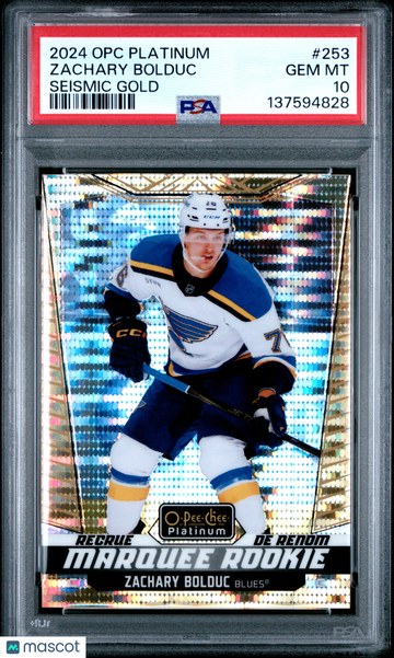 2024-25 O-Pee-Chee Platinum Zachary Bolduc #253 Seismic Gold /50 Rookie PSA 10