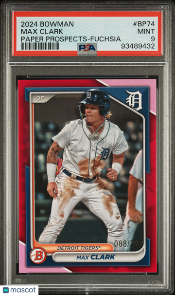 2024 Bowman Paper Prospects Max Clark #BP74 Fuchsia /299 PSA 9