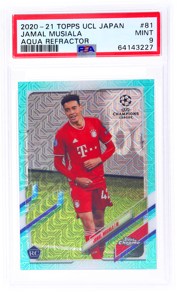 2020 Topps Chrome UCL Aqua Refractor Jamal Musiala #81 /199 PSA 9 RC