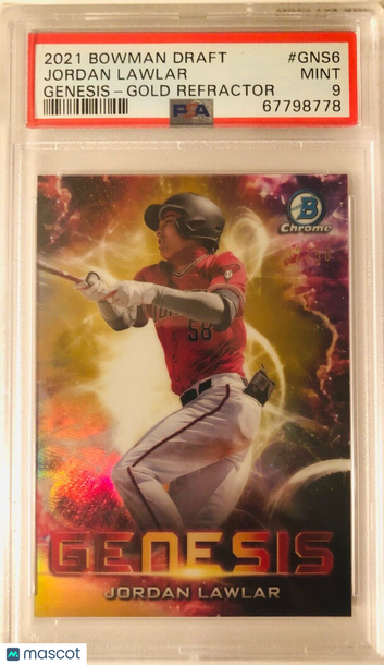 JORDAN LAWLAR 2021 Bowman Chrome GENESIS GOLD REFRACTOR SP /50 PSA 9 MINT