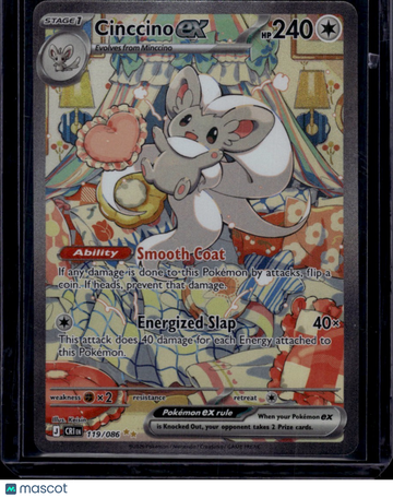 2025 Scarlet & Violet White Flare Cinccino EX Holo Secret Rare SAR #119/86