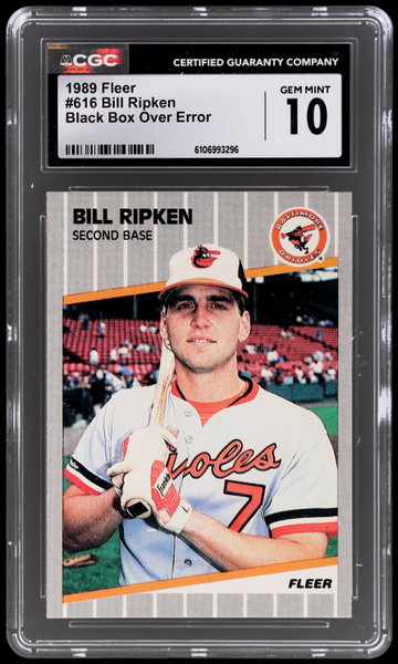 1989 Fleer Bill Ripken Black Box Over Error CGC 10