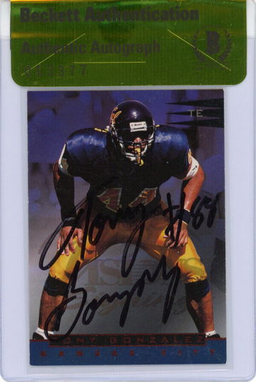 TONY GONZALEZ SIGNED 1997 #49 SCORE BOARD VISIONS CARD RC ENCAPSULATED BECKETT