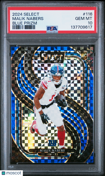 2024 Panini Select Malik Nabers #116 Blue Prizm PSA 10