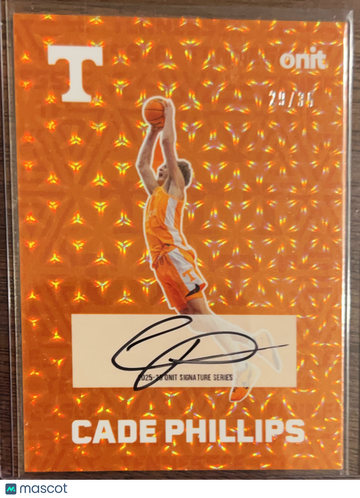 2025 ONIT Signature Series Cade Phillips Auto FS-3 Orange Prism 29/36 Tennessee Volunteers NCAA