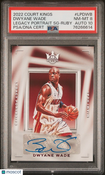 2022-23 Panini Court Kings Dwayne Wade #LPDWB Ruby Parallel/Variety Rookie Insert PSA 8 Panini Authentic Auto 10
