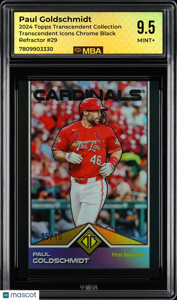 2024 Topps Transcendent Collection Transcendent Icons Chrome Paul Goldschmidt #29 Black Refractor /10 MBA 9.5
