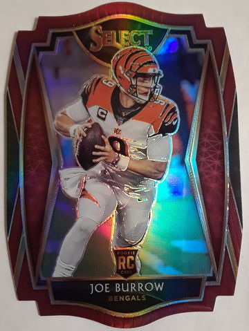Joe Burrow 2020 Select Premier Level Red Die Cut Rookie Card #146
