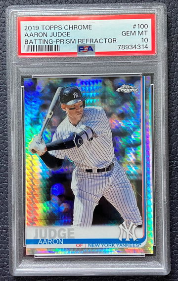 2019 Topps Chrome Aaaron Judge Batting-Prism Refractor PSA 10 Card #100