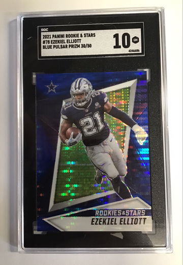 2021 Panini Rookies & Stars #78 Ezekiel Elliott Blue Pulsar Prizm 30/50 SGC 10 Gem Mint