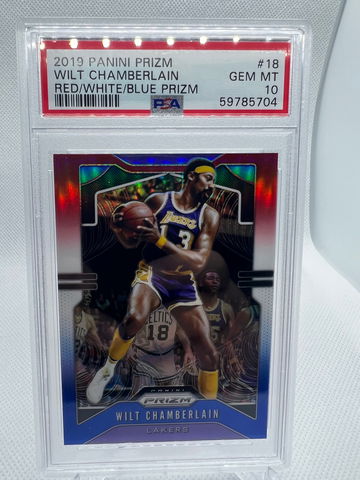 2019 Panini Prizm Wilt Chamberlain Red/White/Blue PSA 10